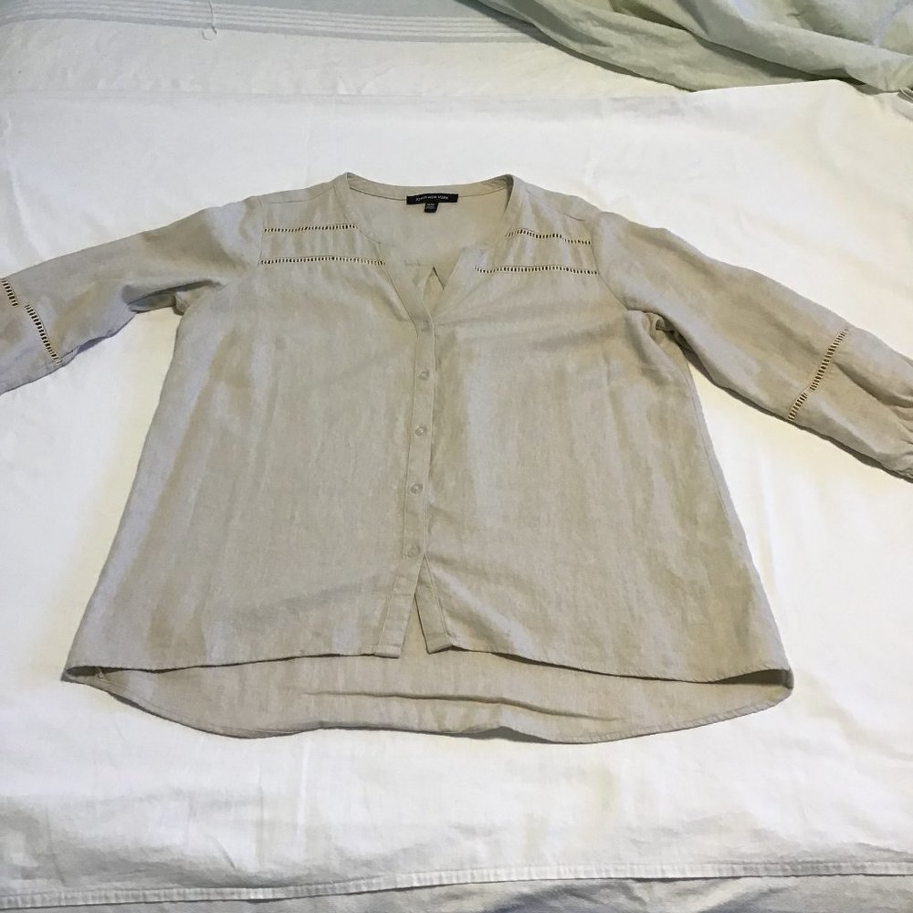 JONES New York Linen Button Front Blouse - Picture 6 of 7